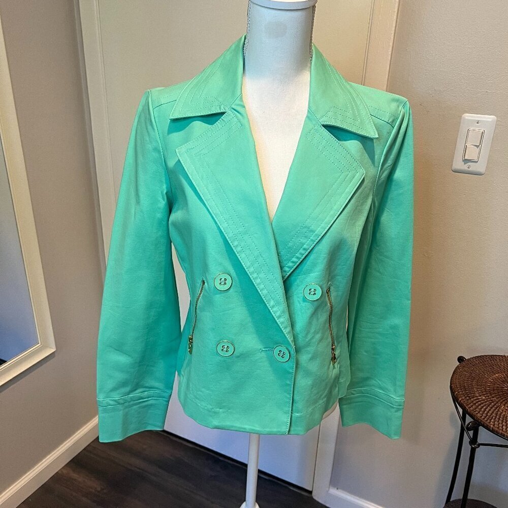 Ellen Tracy Mint Green Double breasted Blazer, Size Large